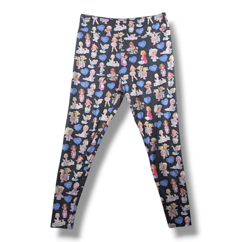 Amelia Rose Precious Moments Print Leggings Black Size TC Tall Curvy Stretch